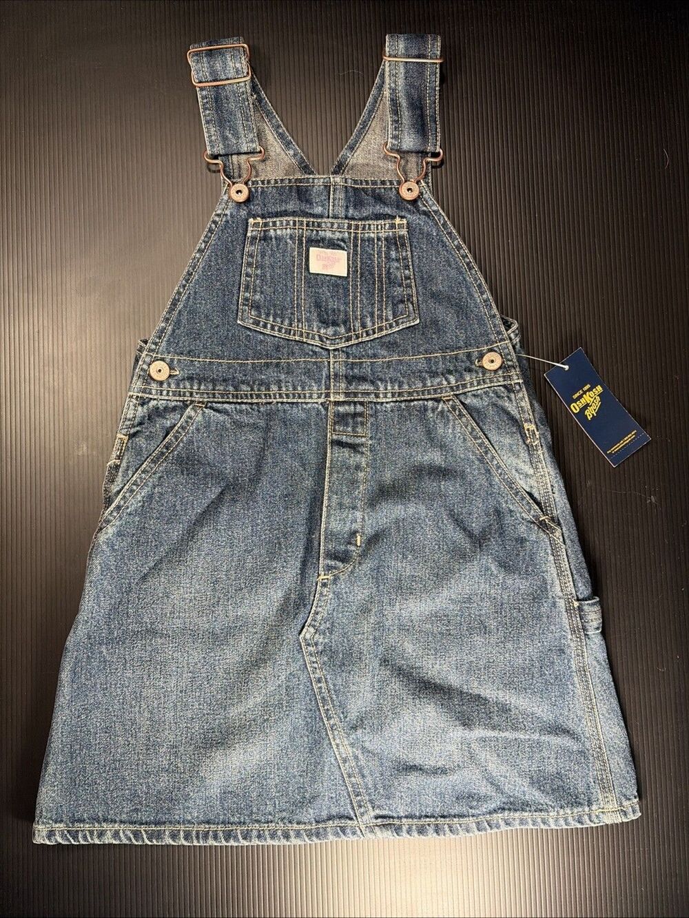 OshKosh B’gosh Blue Vestbak Overalls Skirt Girls Sz 5 NEW Skirtalls